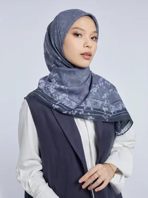 HARUNA LEAVES SIGNATURE SCARF CHARCOAL BLUE
