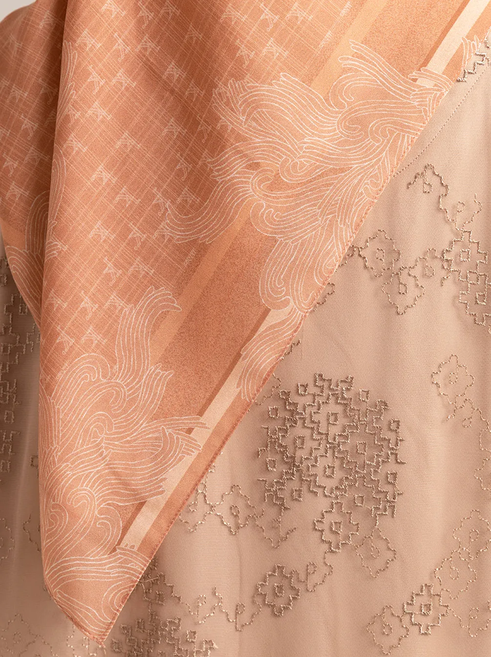 MONOGRAM SCARF CORAL BLUSH