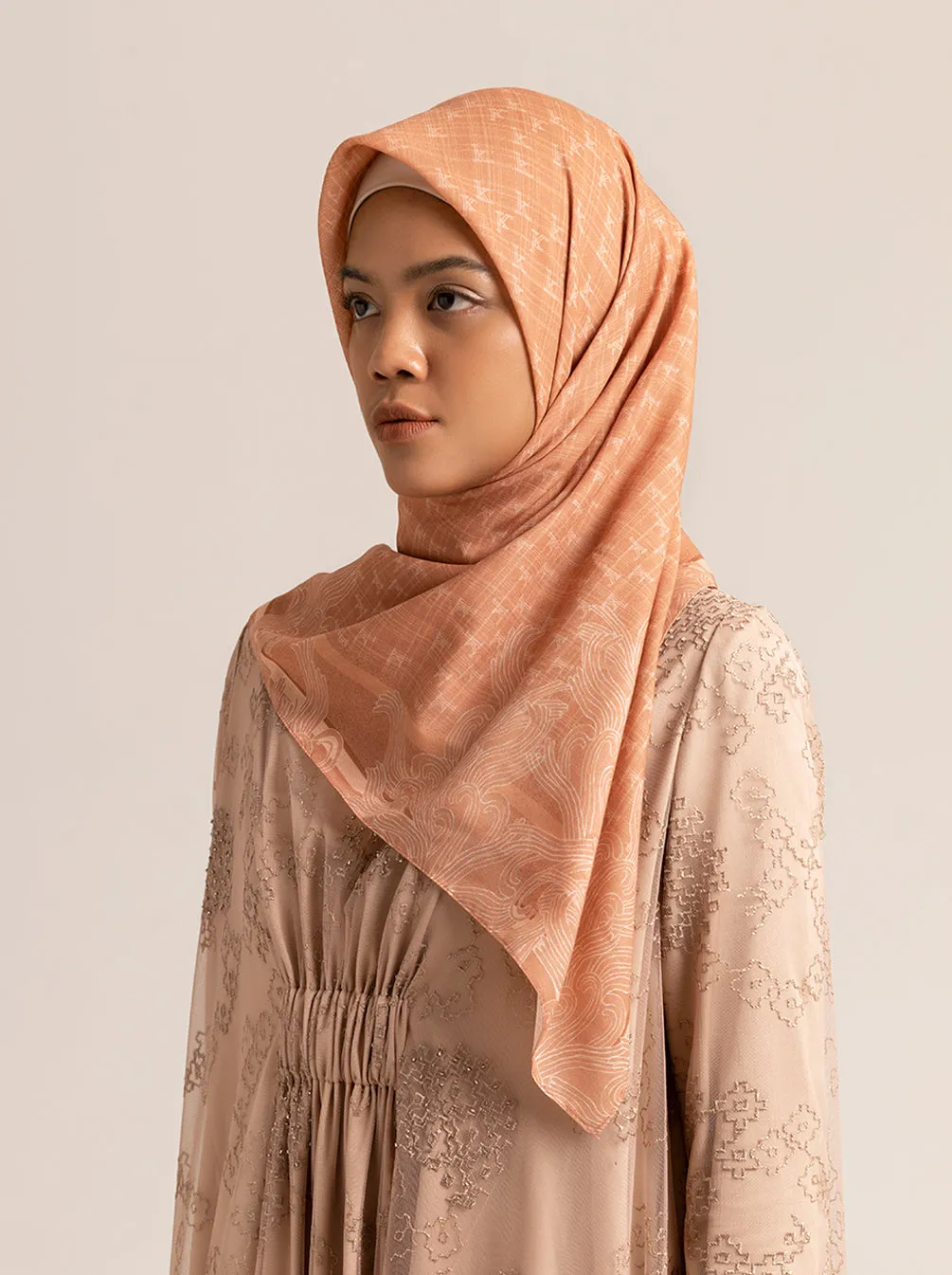 MONOGRAM SCARF CORAL BLUSH