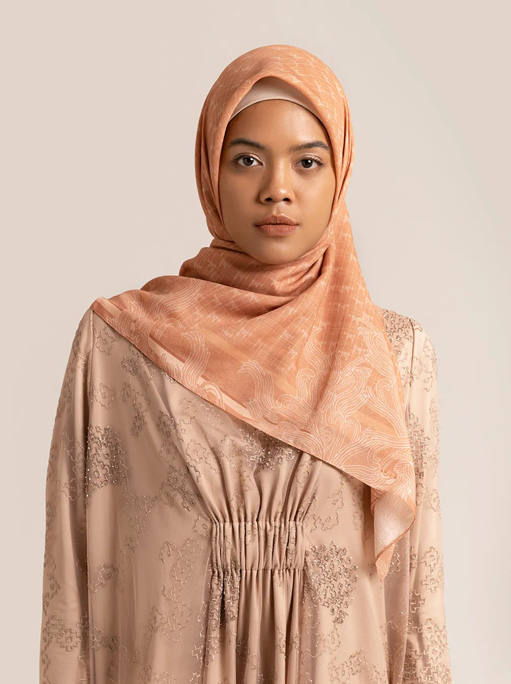 MONOGRAM SCARF CORAL BLUSH