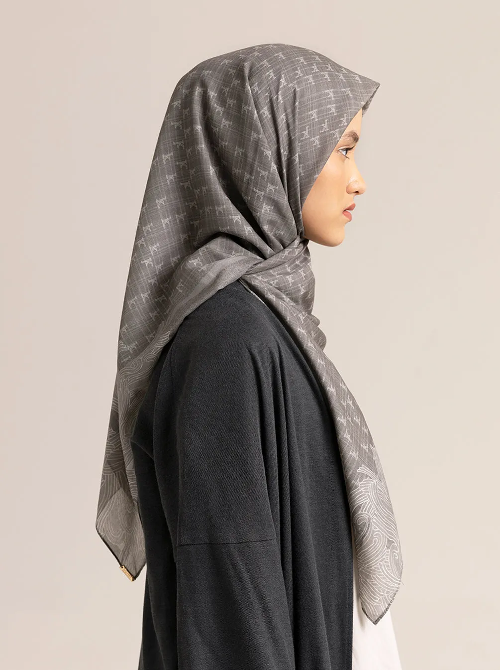 MONOGRAM SCARF GRANITE