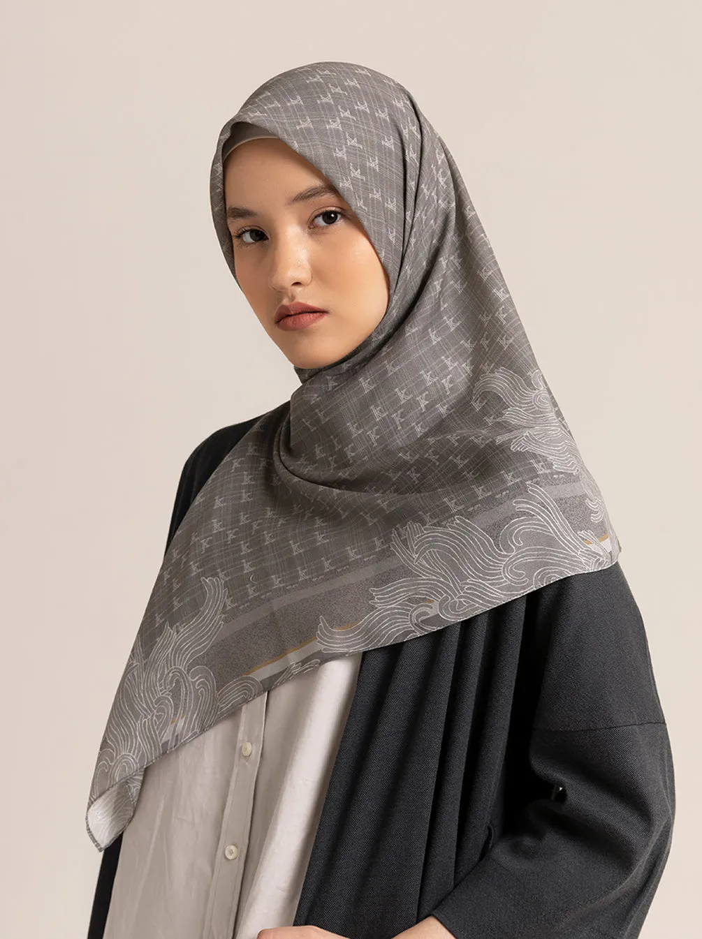 MONOGRAM SCARF GRANITE