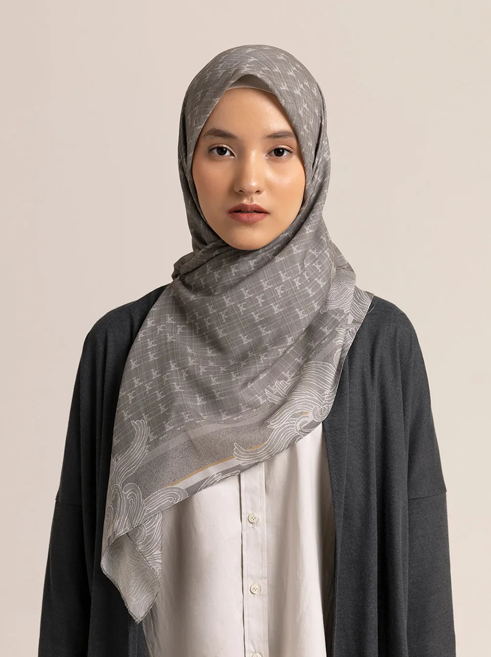 MONOGRAM SCARF GRANITE